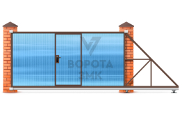 Откатные ворота 2200×2500 со встроенной калиткой ЗМК-7601