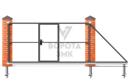 Откатные ворота 7 метров 7000×2400 с калиткой ЗМК-8089