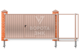 Откатные ворота 4000×2000 из сэндвич панелей ЗМК-7826
